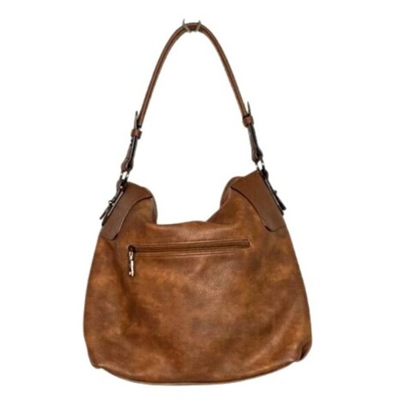 Lapsting Brown Shoulder Bag With Adjustable Strap & Zipper Pockets Vegan Leather - Picture 2 of 10